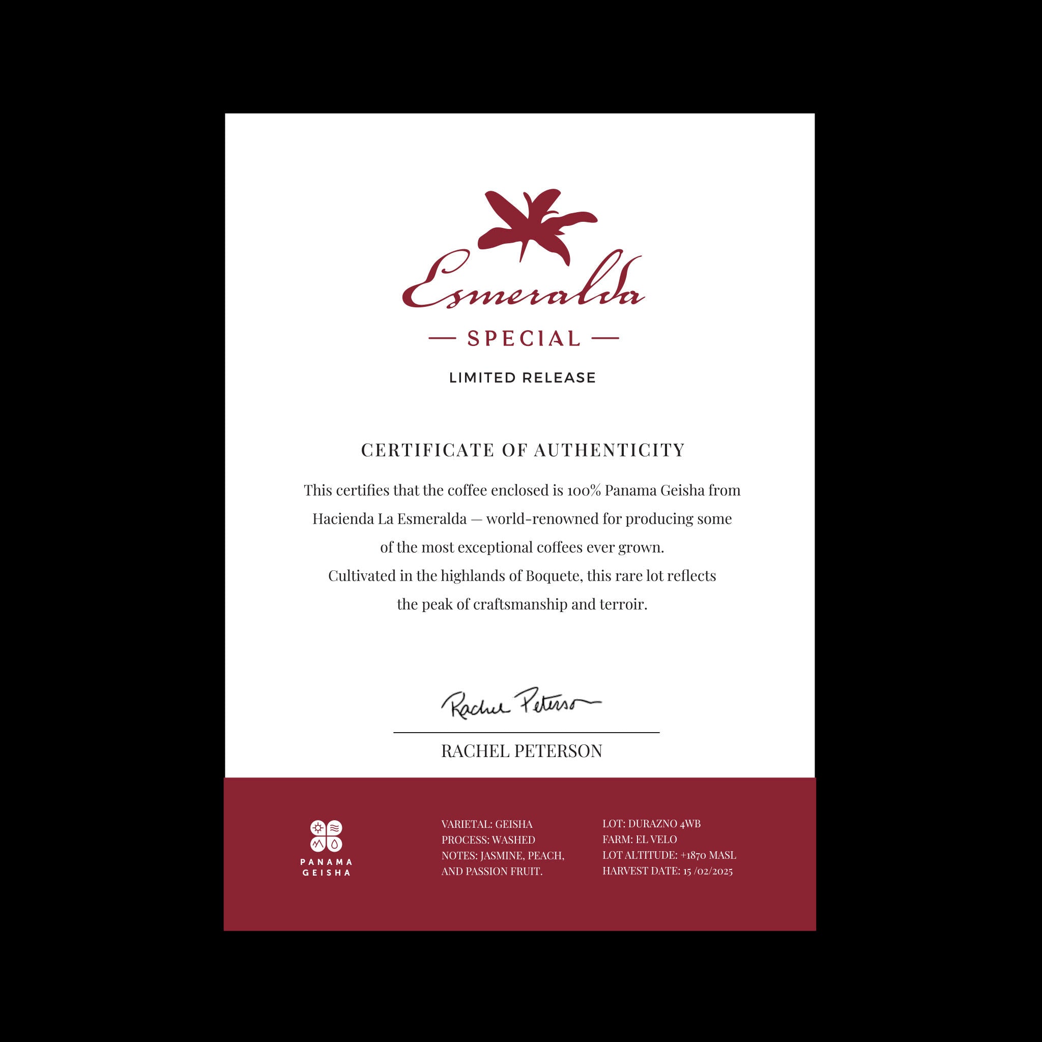 HACIENDA LA ESMARALDA GEISHA [DURAZNO] - DELUXE SINGLE BOX